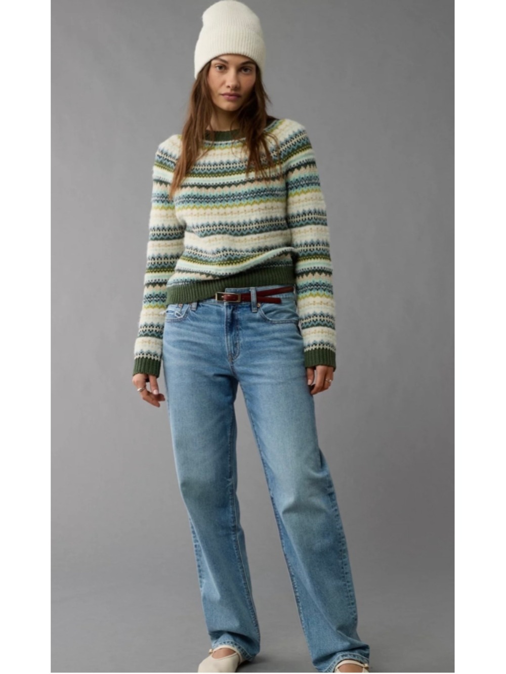 American Eagle AE Festive Feels Sweater Fair Isle Jumper Sz XS